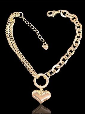 Gold Filled Heart Charm Chain bracelet - Women's Jewelry